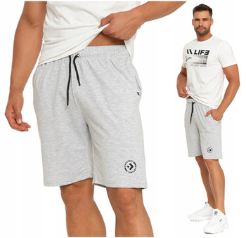 Krótkie SPODENKI SZORTY Męskie Dresowe Wiązane Szare z Kieszeniami MORAJ 