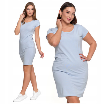 SUKIENKA DAMSKA Tuba Na Lato Krótki Rękaw Przed Kolano Gładka MORAJ 