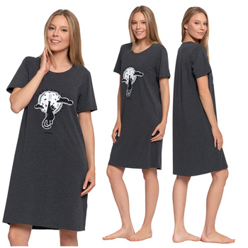 LUŹNA KOSZULA NOCNA UROCZA PIŻAMA DAMSKA Z KOTEM WYGODNA MODNA MORAJ