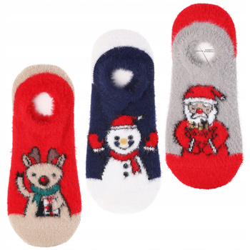 Stopki Świąteczne Niskie Skarpetki Futrzaki z ABS Święta MORAJ 3-PAK 