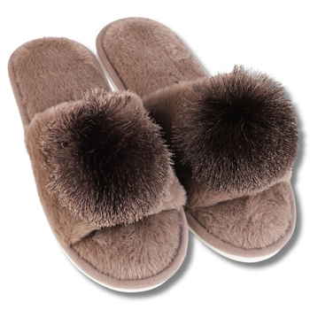 KAPCIE DAMSKIE KLAPKI DOMOWE Z POMPONEM PAPCIE ELEGANCKIE MORAJ