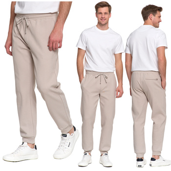 SPODNIE DRESOWE MĘSKIE KLASYCZNE ŚCIĄGACZE DELIKATNA STRUKTURA MORAJ