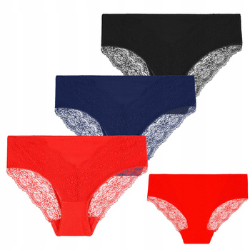Eleganckie Majtki Damskie Figi Koronkowe Prążkowane Modne 3-PAK MORAJ 