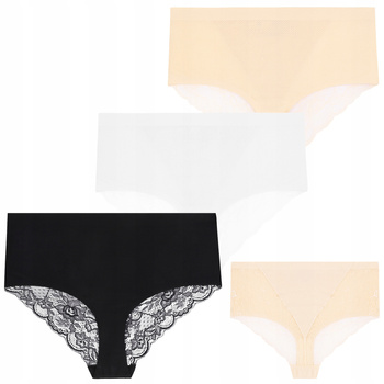 Eleganckie Majtki Damskie Figi Maxi z Koronką Wysoki Stan 3-PAK MORAJ 