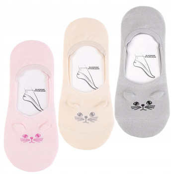 SKARPETKI STOPKI Damskie Niskie Skarpety KOTKI z uszkami MORAJ 3-PAK