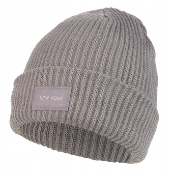 Czapka Damska Zimowa Beanie klasyczna z naszywką Modna Ciepła Prążek MORAJ