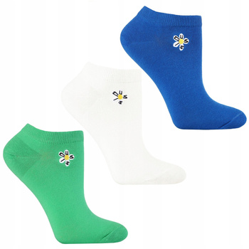 Stopki Damskie Skarpetki HAFT KWIATKI Kolorowe Klasyczne MORAJ 3-pary 