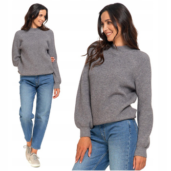 SWETER DAMSKI Luźny Miękka Dzianina Modny Kobiecy Pół Golf MORAJ 