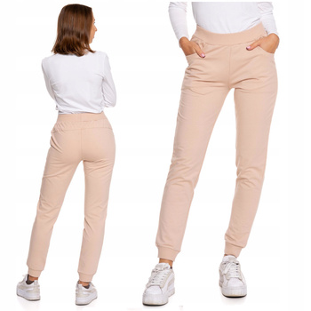 Spodnie Dresowe Damskie MORAJ Wysoki Stan Ściągacze Gładkie Wygodne 