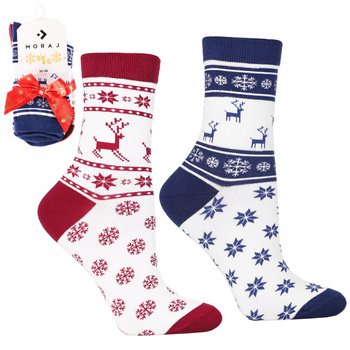 Skarpety ŚWIĄTECZNE WZORY Skarpetki PREZENT na Święta MORAJ 2-PAK 