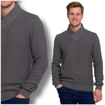 ELEGANCKI SWETER MĘSKI DZIANINOWY ZE STÓJKĄ DEKOLT SEREK WYGODNY MORAJ