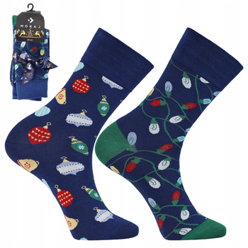 SKARPETY ŚWIĄTECZNE Męskie PREZENT NA ŚWIĘTA ze Wstążką 2-PAK MORAJ 