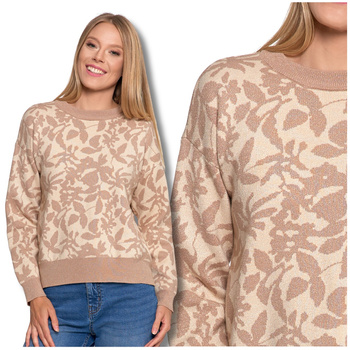 SWETER DAMSKI CIEPŁY POŁYSKUJĄCA NIĆ MODNY WZÓR NA JESIEŃ MORAJ