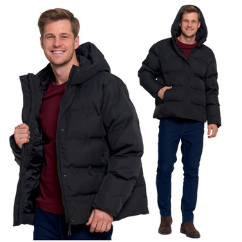 KURTKA MĘSKA PIKOWANA ZIMOWA CIEPŁA Z KAPTUREM PUCHOWA WYGODNA MORAJ