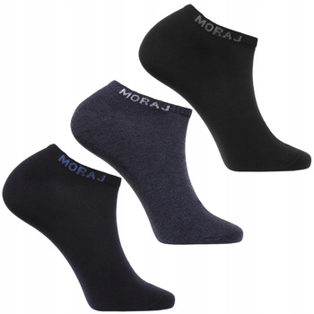 Skarpety Stopki MORAJ Niskie Skarpetki Męskie Gładkie Ciemne 3-pary