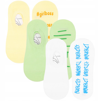 Stopki Damskie Niskie Skarpetki Balerinki z Napisami MORAJ 3-PAK 