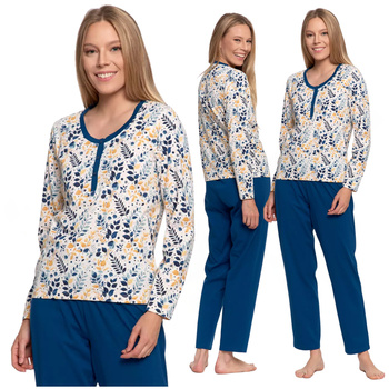 PIŻAMA DAMSKA BAWEŁNIANA DWUCZĘŚCIOWA DŁUGI RĘKAW DŁUGIE SPODNIE MORAJ