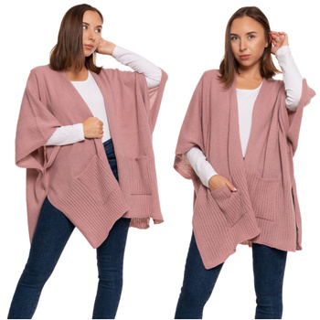 PONCZO z Kieszeniami Duży Ciepły Szal PONCHO Damski Narzutka Oversize MORAJ