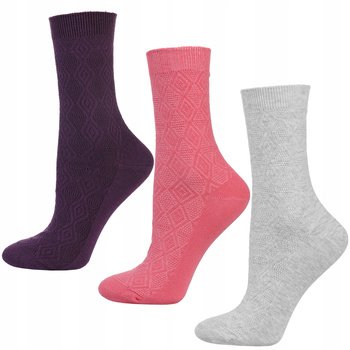 Skarpetki Damskie MORAJ Długie Skarpety Tłoczone Wzory Kolorowe 3-PAK 