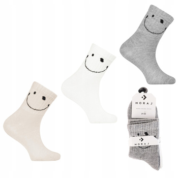 Skarpetki Dziecięce Skarpety MORAJ Za Kostkę z Uśmiechami 3-PAK 