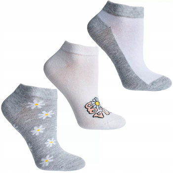 Skarpetki Stopki Damskie Niskie Skarpety Stokrotki Kwiaty MORAJ 3-PAK 