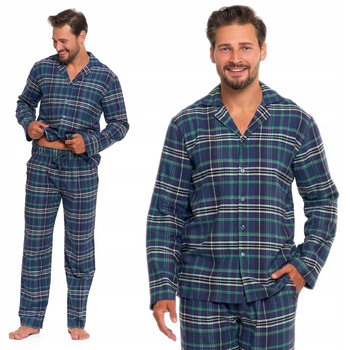 PIŻAMA MĘSKA DŁUGA W KRATĘ SPODNIE PREZENT NA ŚWIĘTA KLASYCZNA MORAJ 