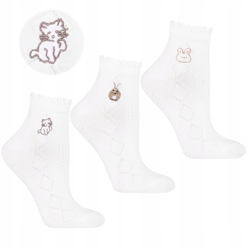 Skarpetki Damskie MORAJ Delikatne Skarpety Za Kostkę z Haftem 3-PARY 