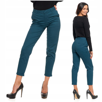 Spodnie Damskie Chinosy Eleganckie w Zestawie z Paskiem Bawełna MORAJ 