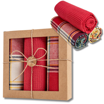 ELEGANCKIE RĘCZNIKI KUCHENNE ŚCIERKI W PUDEŁKU ŚWIĄTECZNE 40x60 MORAJ 3-PAK