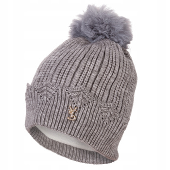 Czapka damska z pomponem na zimę Ciepła MORAJ