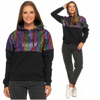 Damska Bluza Ciepła z Kapturem Przez Głowę Wygodna Panterka MORAJ 