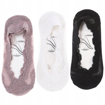 Skarpetki MORAJ Stopki Damskie Niskie Skarpety Balerinki Koronka 3PARY