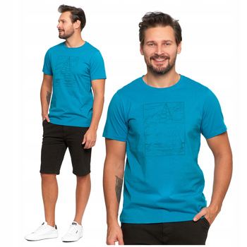 T-SHIRT MĘSKI Bawełniany Koszulka Krótki Rękaw Nadruk Żaglówki MORAJ 