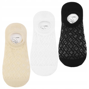 NISKIE STOPKI Damskie Skarpetki Balerinki Ażurowe Silikon MORAJ 3-PAK 