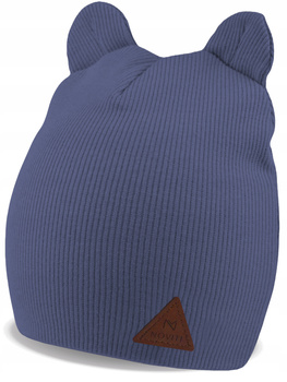 Czapka Dziecięca Prążkowana Bawełniana Dwuwarstwowa z uszami Polska 