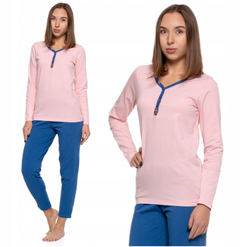 Urocza PIŻAMA DAMSKA Długi Rękaw Spodnie Gładka Elegancka MORAJ 