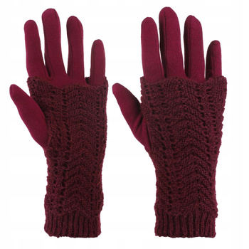 Rękawiczki Damskie Pięciopalczaste Ciepłe Sweterkowe na Chłodne Dni MORAJ