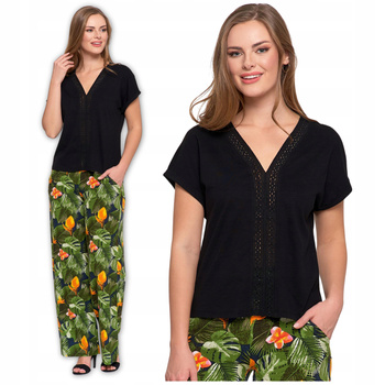 Bluzka Damska z Koronkową Ażurową Wstawką Dekolt ''V'' Elegancka MORAJ