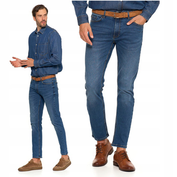 Spodnie JEANSOWE Klasyczne Męskie Długie Proste Wygodne MORAJ 