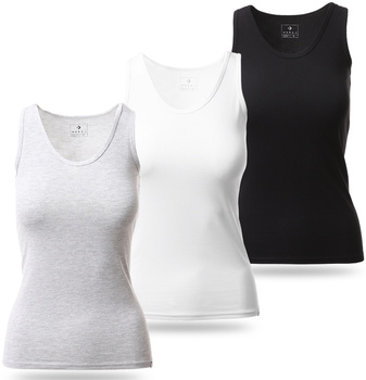 3-PAK Bokserka Damska Gładka Wielopak Podkoszulek na Ramiączkach MORAJ 