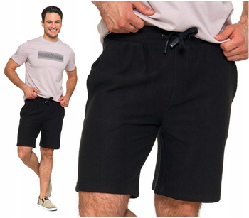 Krótkie Spodenki Męskie Czarne Eleganckie Szorty Bawełniane Wiązane MORAJ 