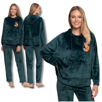 CIEPŁA PIŻAMA DAMSKA WELUROWY KOMPLET PO DOMU WYGODNY MIĘKKI MORAJ