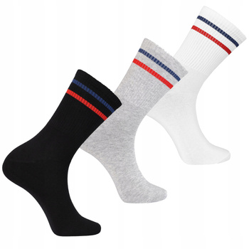 Skarpetki Wysokie Męskie Szeroki Ściągacz Wysokie Paski MORAJ 3-pary 