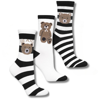 WYSOKIE SKARPETY MORAJ SKARPETKI DAMSKIE DŁUGIE Z MISIAMI 3-PAR