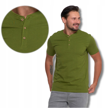 Elegancki T-Shirt Męski Koszulka z Guzikami Klasyczny Fason Modna MORAJ 