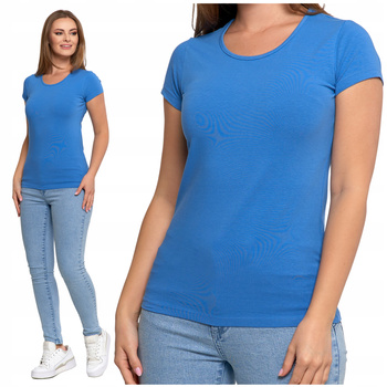 T-Shirt Damski Klasyczny Koszulka Gładka Bluzka z Krótkim Rękawem MORAJ 