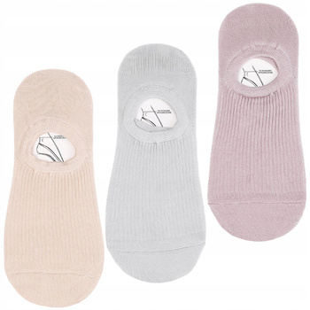 Niskie Skarpetki Damskie Stopki Prążkowane Bez Wzoru MORAJ 3-pary 
