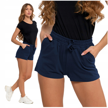 Dresowe Szorty Damskie Krótkie Spodenki Wiązane w Pasie Gładkie MORAJ 