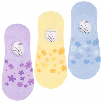 Skarpetki Damskie Stopki Niskie Skarpety Balerinki Kwiaty MORAJ 3-PARY