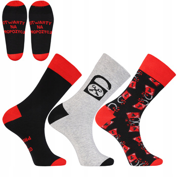 Wysokie Skarpety Męskie na Walentynki Długie Skarpetki 3-pak MORAJ 
